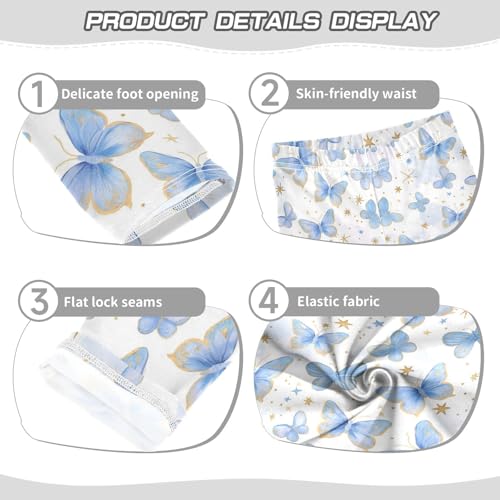 Wusikd Butterflies Girls' Leggings Toddler Doodles Stars Kids Yoga Pants Dance Active Tights 4T3