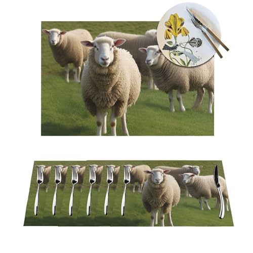 Sets de table en PVC lavables lot de 4 design mouton 45x30 cm - 2