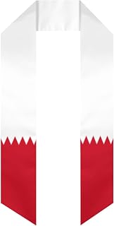 Vintage Bahrain Bahrainese Flag Graduation Stole Scarf Shawl Sash Class of 2026 for Men Women Thickened Heavy Duty Angled Scarves Graduate Gift for High School College University