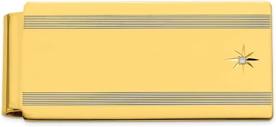 Diamond2Deal Gold-Plated Kelly Waters Star .001ct Diamond Hinged Money Clip (Length: 25 mm|Width: 50mm)