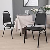 Flash Furniture 4 Pack HERCULES Series Trapezoidal Back Stacking Banquet Chair in Black Vinyl - Black Frame