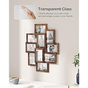 Songmics collage picture frames 4×6 picture frames collage for wall decor 10 pack photo collage frame for gallery multi family picture frame set glass front assembly required rustic brown  urban country home decor