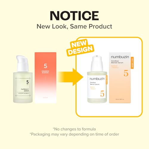 numbuzin No.5 Serum | Goodbye Blemish Serum | for Acne Scars with Vitamin C, Niacinamide, Antioxidant | Lightweight Gel, Korean Skincare for Face | 1.69 fl. oz