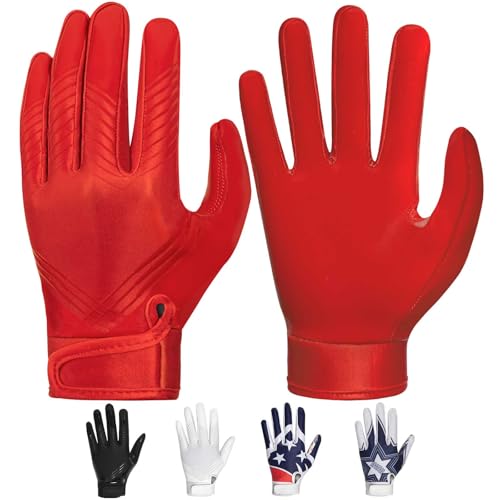 RIGWARL Football Gloves Adult Men, Youth Kids Football Gloves with Super Sticky Grip, Receiver Glove Best Gift for Adult Youth Kids Boys 8-12