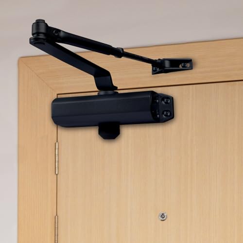 Image of Godrej Door Closer | Cerus Universal Door Closer I Matte Black Finish | Max Door Weight: 85kg | Max Door Width: 1250mm | 180 Opening Angle | Adjustable Closing Speed| 3 Years Warranty