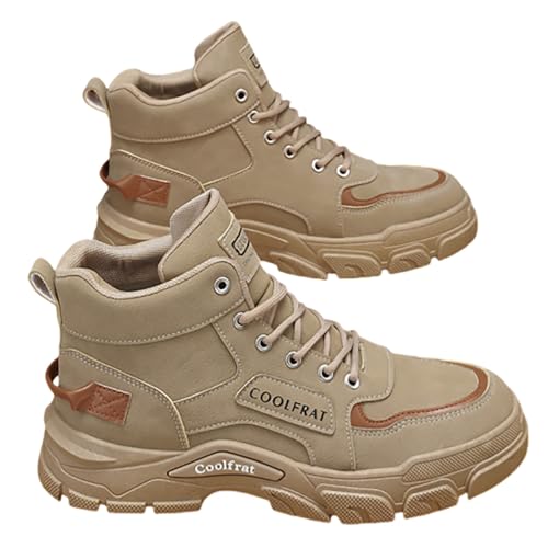 Scarpe da corsa sportive da uomo in pelle, scarpe da ginnastica da uomo, large, leggere, antiscivolo, per il tempo libero, sportive, per il lavoro, per il jogging, per attività all'aria aperta, cachi