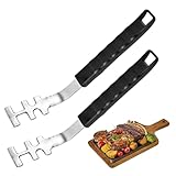 Zcbzbn 2 Stück Edelstahl Grillrostheber hitzebeständig mit rutschfestem Griff für Camping BBQ Grillschale Schutz vor Verbrennungen 27 cm Grillzubehör