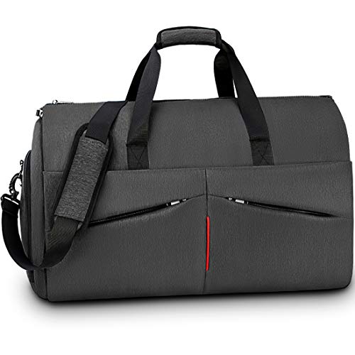 Carry on Garment Bags Convertible Suit Bag with Shoes Compartment Waterproof 2 in 1 Travel Duffle Bag Large Garment Bags Garment Duffle Bag for Men Black