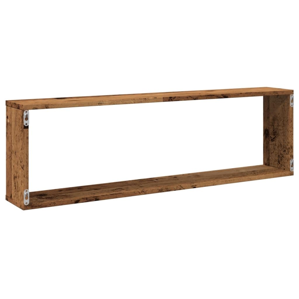 Estantería de pared en forma de cubo, 4 unidades, aspecto de madera vieja, 100 x 15 x 30 cm, material de madera, estantes flotantes para montaje en pared, estantes de pared para dormitorio