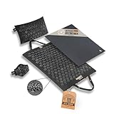 Inner Peace Akupressurmatte Set mit Kissen + Tuch + Akupressur Handschuh | Massage Matte inkl. Akkupressmatte Kissen & Tasche 100% Kokosfasern + Bio Dinkelspelz | Premium Akupressur Set (Schwarz)