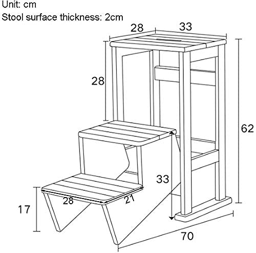 Taburete de madera escalera portátil de 3 niveles para cocina y hogar 2