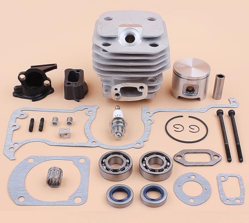 Kolben und Zylinder Kit für Husqvarna 61 & Jonsered 625 630 Motorsäge, AUMEL Cylinder + Kolben + Dichtungssatz + Öldichtung + Kugellager + Zündkerze Ersatzteile Zubehör 26 in 1