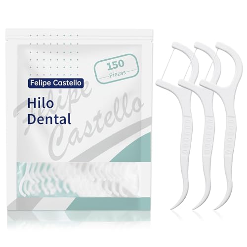 150 unidades de palillos con hilo dental by Felipe Castello, horquilla interdental con estuche higiénico y portátil, cuidado dental para toda la familia.