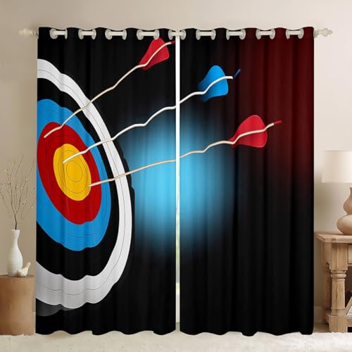 Archery Target Pattern Red Blue Arrow Decor Blackout Window