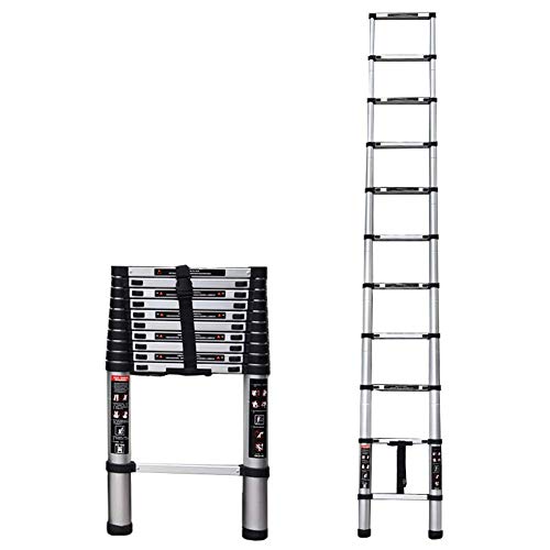MNBV Escalera de extensión telescópica Premium de Aluminio, Escalera Alta Extensible Antideslizante para Trabajo en Interiores y Exteriores, Capacidad de 330 Libras (tamaño: 3,2 m / 10,50 pies)