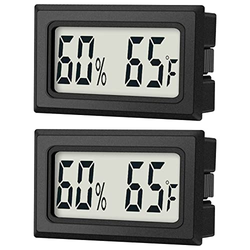 Mini Digital Thermometer 2-Pack Hygrometer Indoor Humidity Monitor Temperature Humidity Gauge Meter With Fahrenheit (℉) For Humidors, Greenhouse, Garden, Cellar, Closet, Fridge Etc By Dweptu #TOP6