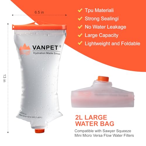 VANPET 2L Water Bag Bolsa de Agua Compacta de TPU Durable Compatible con Filtros de Agua Sawyer miniatura 4