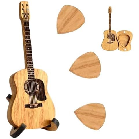 Wooden Guitar Pick Box with Picks Cover