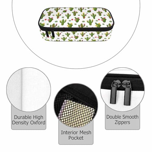 Image of Cactus Flowers Pencil Case Organizer Plants Desert Tropical Green Red Stationery Box Makeup Box School Supply for Boy Girl Men Women