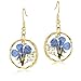 Hefestus Flower Earrings for Women,Lobelia Real Pressed Flower Earrings,Unique Handmade Design Dangle,Cute Earrings,Thoughtful Gift for Christmas,Valentine's,Mother's Day (Blue Lobelia)