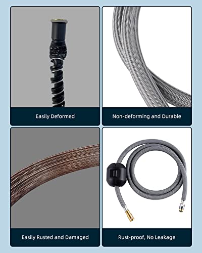 Pull Down Spray Head For Kitchen Faucet, 67In Faucet Hose And 14.1Oz Weight Ball, Kitchen Faucet Sprayer Set Compatible With Moen, Grohe, Hansgrohe, Delta, Kohler Faucets Chrome (Silver) #TOP3