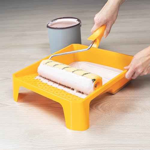 HARDY WORKING TOOLS 10x Malerwalze 25cm, Florhöhe 13mm, Durchmesse 48mm, Farbrolle, Malerrolle, Farbwalze, gelb schwarz