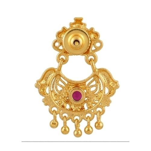 Image of Gold-Plated Chandbali Earrings with Ruby and Emerald Stones