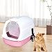 ＫＬＫＣＭＳ Hooded Cat Pet Fully Enclosed Cat Toilet Cat Litter Tray Kitten Potty, Pink
