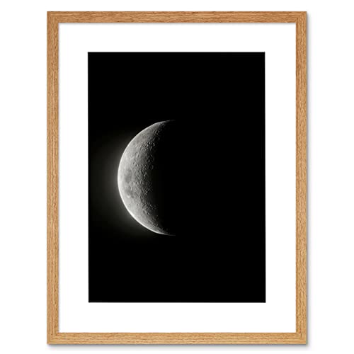 Artery8 Lunar Phases Moon Waning Crescent Space Astronomy Artwork Framed Wall Art Print 12X16 Inch