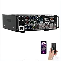 🎊【Hi-Fi Stereo Sound with 5-Band EQ Mixer】Enjoy clear and balanced sound for home entertainment, karaoke and party use. This Hi-Fi power amplifier features a 5-band EQ mixer, adjustable bass, treble, balance and reverb settings, allowing you to fine-...