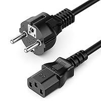 deleyCON 3,0m Kaltgerätekabel Netzkabel Stromkabel Kaltgeräte Strom Kabel Schutzkontakt Stecker Typ F (CEE 7/7) auf Kaltgerätekupplung C13 Buchse PC Computer Monitor Drucker Beamer - Schwarz