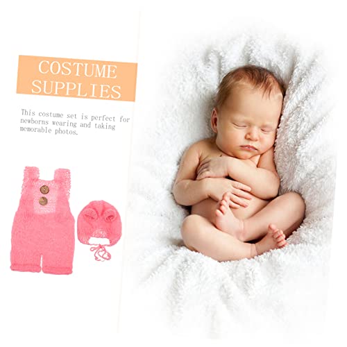 Toddmomy 1 Conjunto De Gorro De Malha De Fio Rosa Gorro De Malha De Bebê Fralda Calças De Crochê Sus