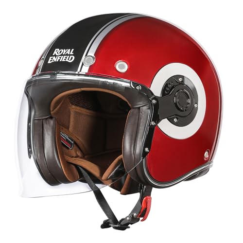 Image of Royal Enfield Spirit of SM ID ABS GL Red ISI and DOT Certified Riding Motorcycling Helmet (L) 58 Cm - High Impact Grade Thermoplastic & High Density EPS Liner