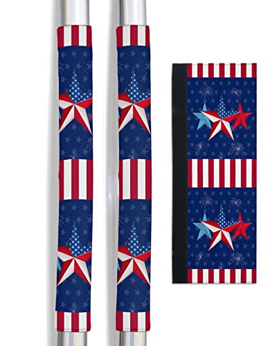 Refrigerator Door Handle Covers Set of 2, Happy Juneteenth Washable Kitchen Appliance Decor Handles Non-Skid Fridge Microwave Stove Dishwasher Door Cloth Protector Red and Green Stripes
