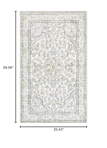 Tapete decorativo beige Lahome 3x5 Oriental Boho miniatura 2