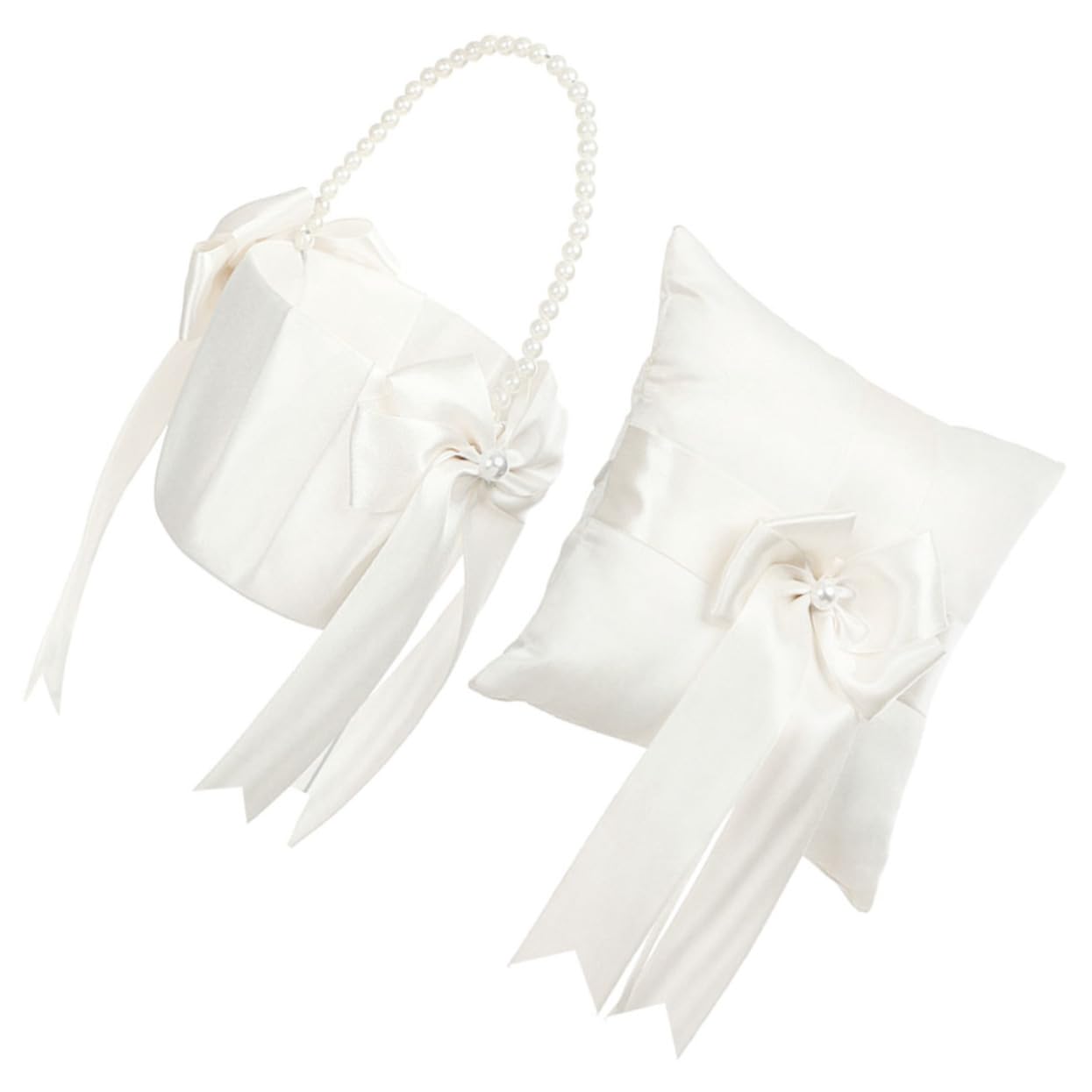 MAGICLULU MAGICLULU 1 Juego De Cesta Para Niña Y Almohada Para Anillo Suministros De Boda Almohadas Para Anillo Cojín Para Anillo De Boda Cesta Para Niña Cesta Para Niña De Boda Almohada Para