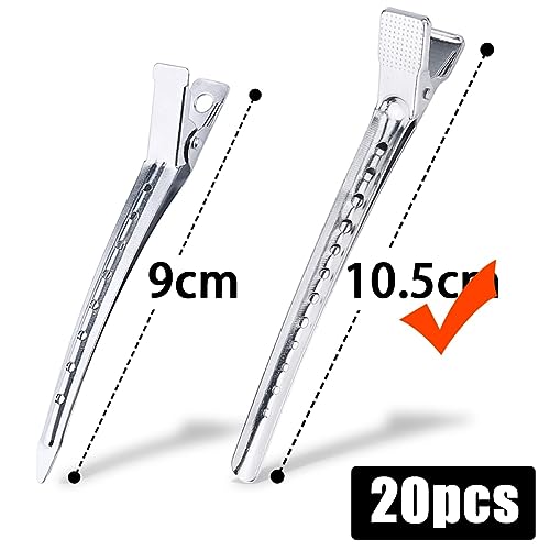 Mbsomnus 10.5 cm Large Hairdresser Section Clips, Pack of 20 Metal Hair Clips, Hairdressing Supplies - Image 3