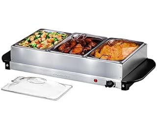 OVENTE Electric Buffet Server and Food Warmer, Three 1.5 Quart