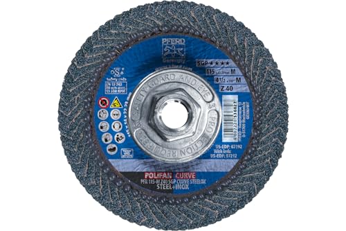 PFERD 67212 Polifan Zirkon Curve Radial Type Flap Disc, Zirconia Alumina, 4-1/2" Diameter, 5/8-11 Thread, 13300 RPM, 40 Grit - Image 2