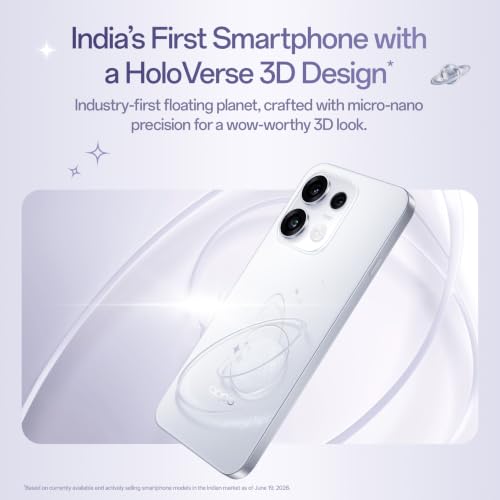Image of Oppo Reno16c 5G (Starry White, 8GB, 256GB) | 3D Design | 50MP 3.5X Telephoto Camera | 4K Video | AI Remix Collage | 7000mAh 80W SUPERVOOC | ColorOS 16 | IP69K | Dimensity 7300