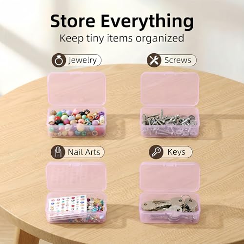 Image of 12 Pack Pink Small Containers with Lids 3.35x2.17x0.98 in, Mini Plastic Storage Box for DIY Bead Organizer, Craft Accessory Case