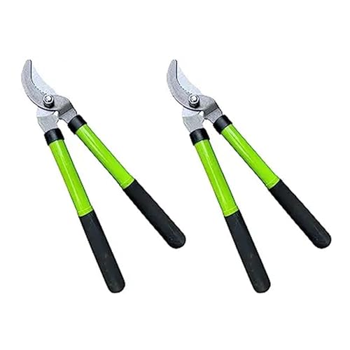 GARDEN GURU Bypass Loppers Tree Trimmer Clipper -Compact 15-inch High Carbon Steel Blade Gardening Loppers Pruning Shear Comfort Grip Handles Heavy Duty Branch Cutter Thick Branches w Ease (2 Pack)
