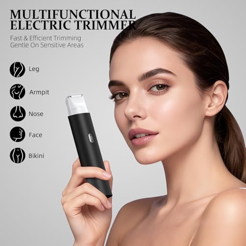 Image of Bikini Trimmer for Women, Dual Head Face Shaver Body Hair Trimmmer, IPX7 Waterproof Womens Electric Razor for Legs, Black