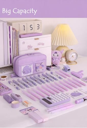 Image of FINPAC Pencil Case, Large Capacity Pen Case, Portable Durable Bag Pouch Holder Box Organize for Study, Office, or Travel, Only a bag (Purple)