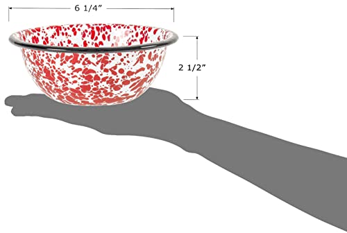 Red-Co-Set-of-4-Enamelware-Metal-Classic-20-oz-Round-Cereal-Bowl-Red-MarbleBlack-Rim-Splatter-Design Red Co Set of 4 Enamelware Metal Classic 20 oz Round Cereal Bowl Red MarbleBlack Rim Splatter Design