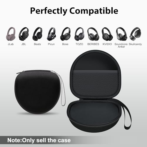 Image of Headphone Headset Case for Beats Studio Pro /JLab JBuds Lux ANC /JLab Go Lux ANC /JBL /TOZO /BERIBES /Picun /KVIDIO Noise Cancelling Over-Ear Foldable Headphones, Black