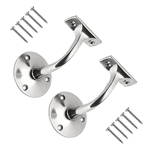 Terf Silver Terf® Traditional Style Polished Chrome Heavy Duty Banister Staircase Support Wall Mounted Handrail Bracket - Pack Of 2