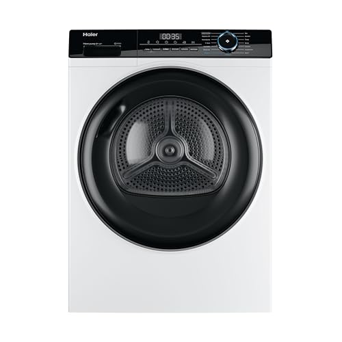 Haier Wärmepumpentrockner 9kg I-PRO SERIE 3 HD90-A2939 I Wäschetrockner i-Time & Startzeitvorwahl I Trockner mit 3 Trockenstufen, i-Refresh Dampfprogramm & 3-in-1 Filter I Dryer