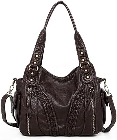 Montana West Hobo Handbags for Women Concealed Carry Purses Washed Leather Satchel Handbag Tote Shoulder Bags MWC-019SCF