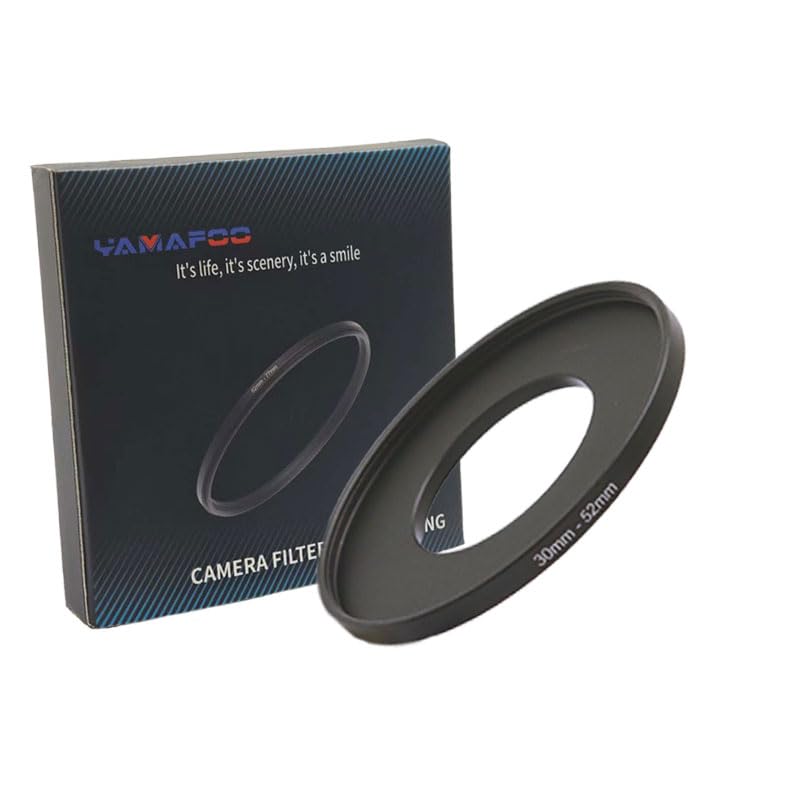 YAMAFOO 30mm to 52mm Step-Up Ring/Step Down Rings Filter Adapter for All Brands UV ND CPL Metal Ring Step-Up Rings Adapter Filter,Black (30-52)